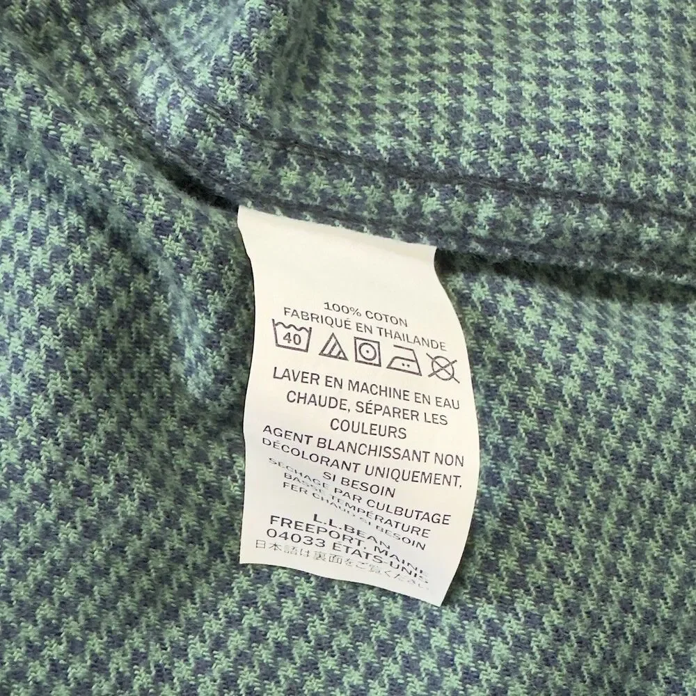 NWT LL Bean Wicked Good Flannel Shirt XL Tall Green Houndstooth Traditional Fit - Picture 10 of 10
